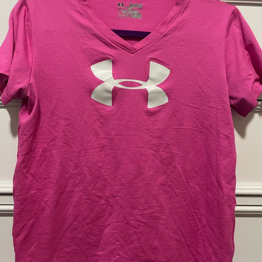 Under Armour Hot Pink V-Neck Tee
